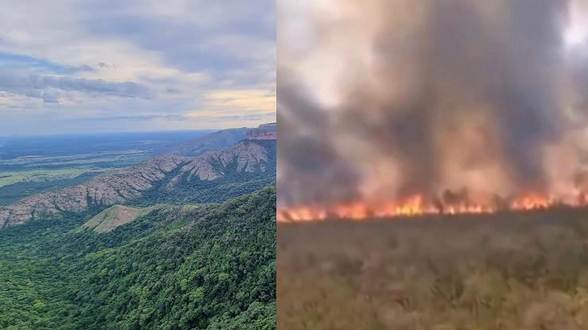 Imagem de grande incendio na Chapada dos Guimaraes