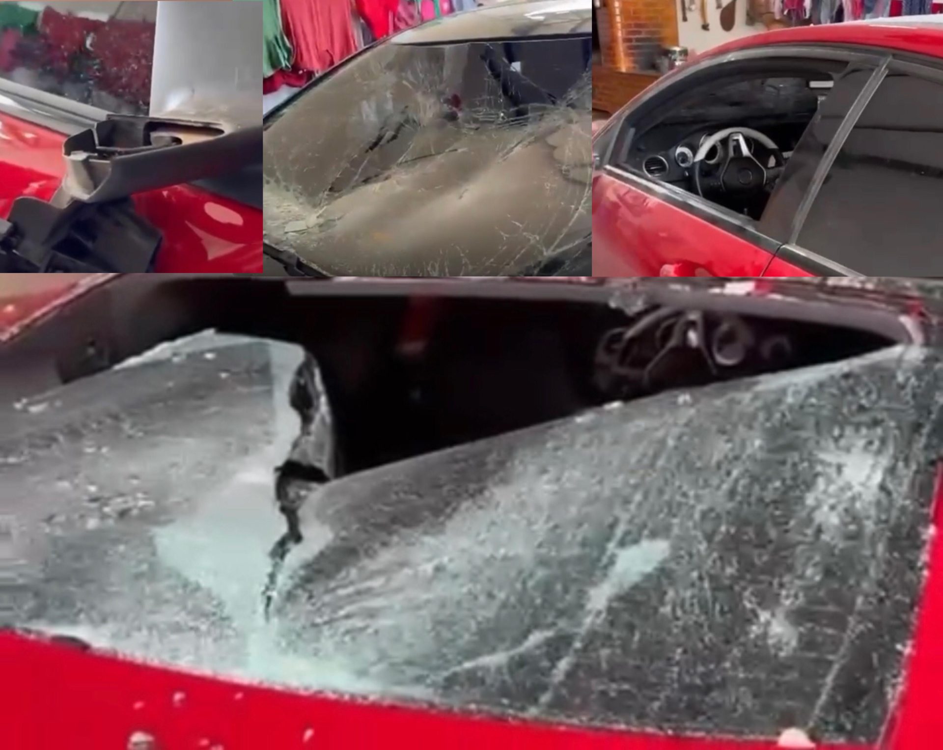 Imagem de carro destruido após briga em Sinop