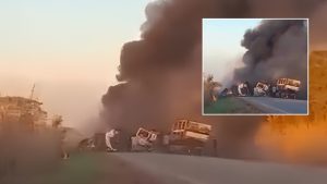 Carretas colidem e pegam fogo em acidente grave na MT-020; veja vídeo