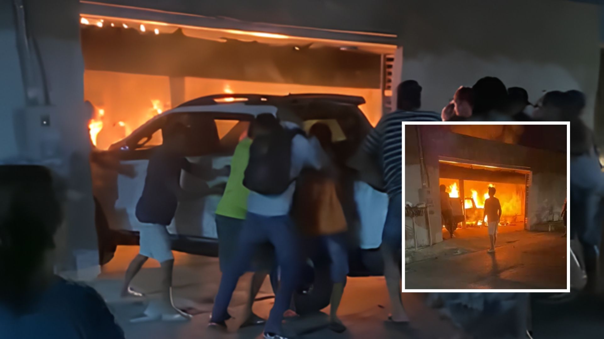 Fogo destrói casa no bairro Renascer e vizinhos se arriscam para salvar carro em meio às chamas; veja vídeo