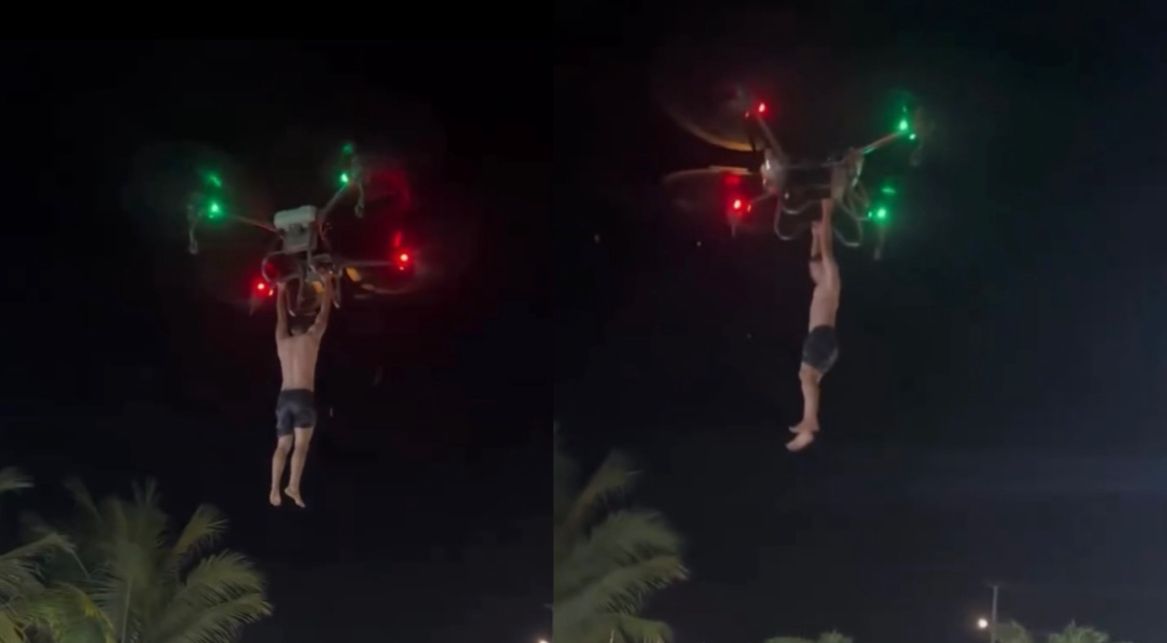 Adolescente se pendura em drone e vídeo gravado em Sinop