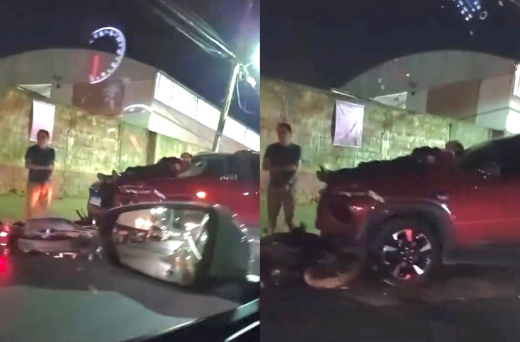 Impacto Arremessa Motociclista Sobre Caminhonete em Cuiabá