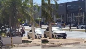 Morador de rua depreda carros em Cuiabá e motoboy age com coragem
