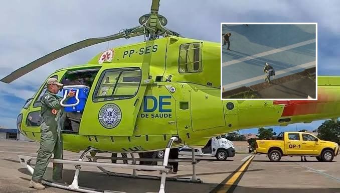 Helicóptero faz pouso de emergência no Rio de Janeiro, para transporte de órgãos