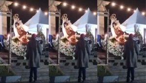 Imagens de nossa senhora despenca e fiel desmaia durante procissão