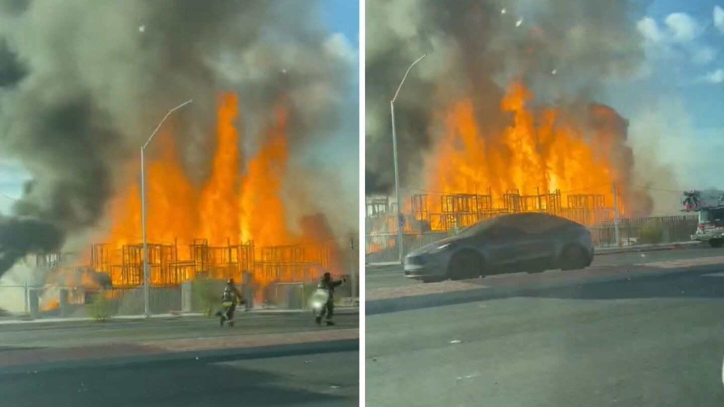Incêndio de grandes proporções atinge canteiro de obras, uma pessoa se feriu